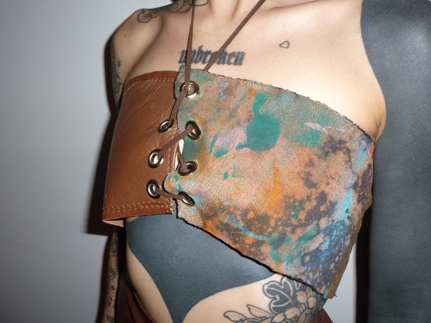 abstract leather top